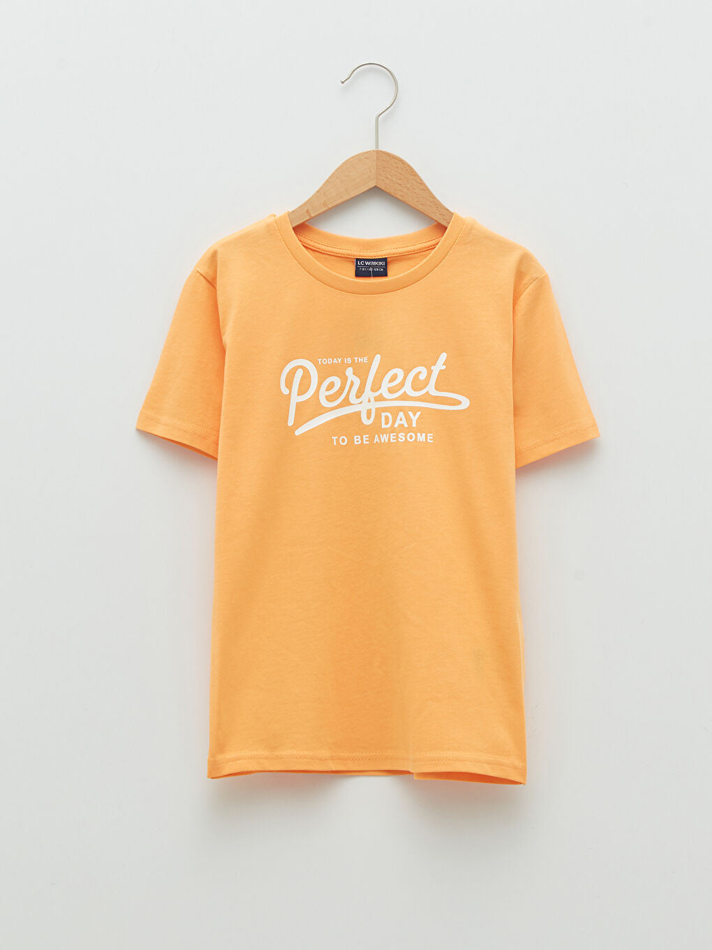 Turuncu Bisiklet Yaka Baskılı Kısa Kollu Erkek Çocuk Tişört