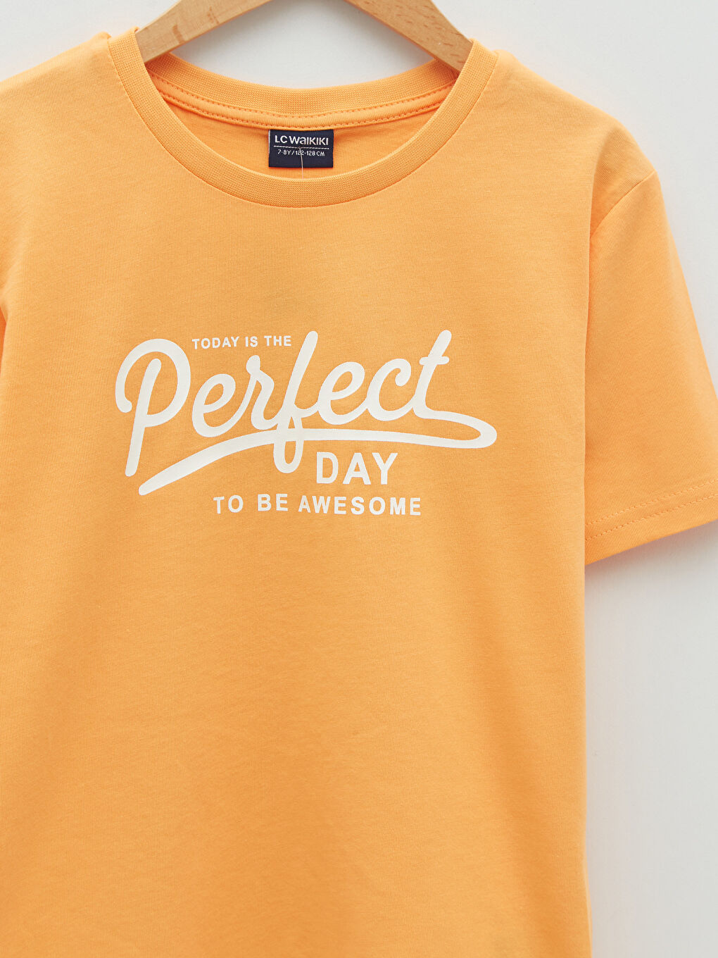 Turuncu Bisiklet Yaka Baskılı Kısa Kollu Erkek Çocuk Tişört-2