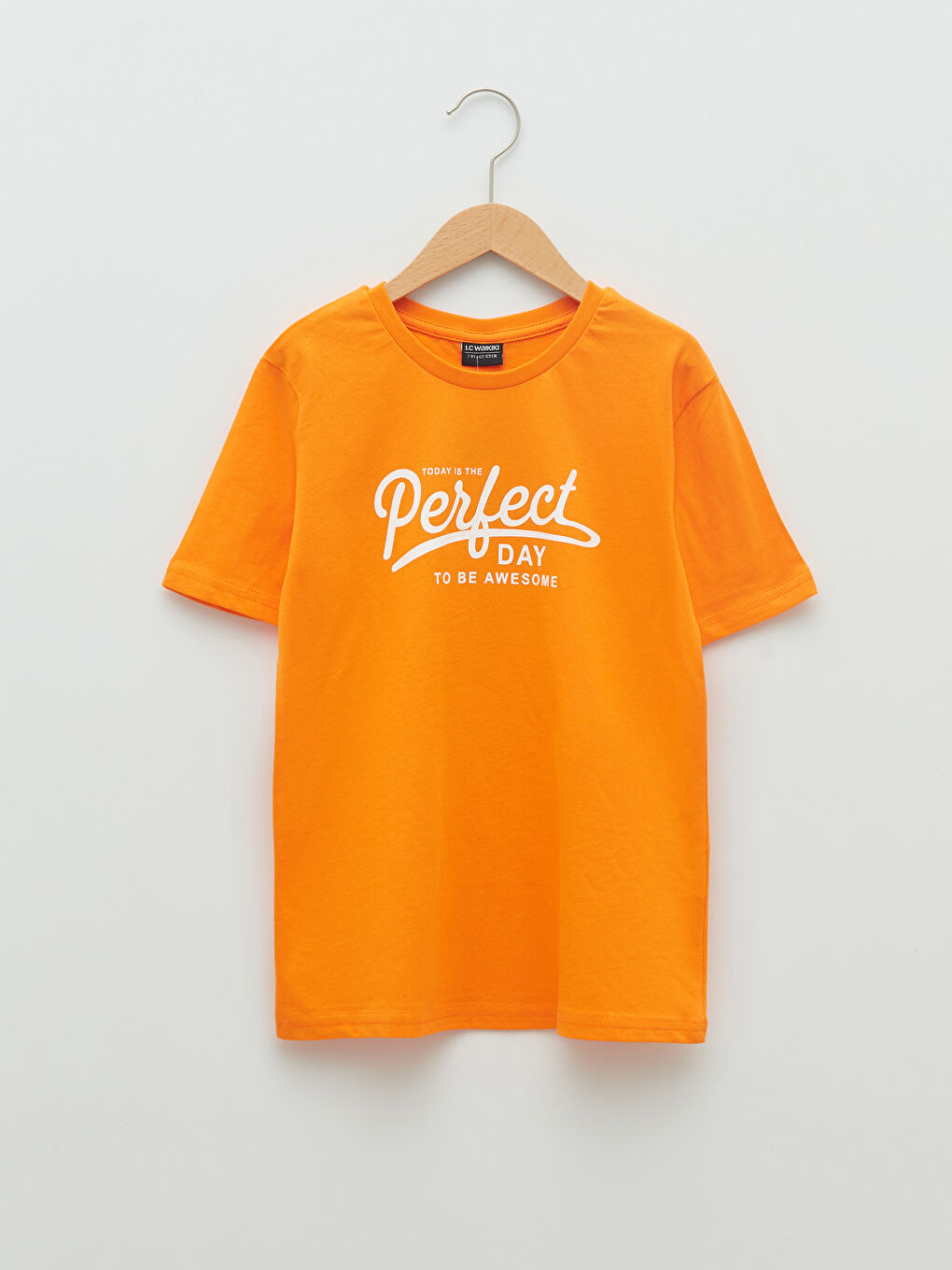Turuncu Bisiklet Yaka Baskılı Kısa Kollu Erkek Çocuk Tişört