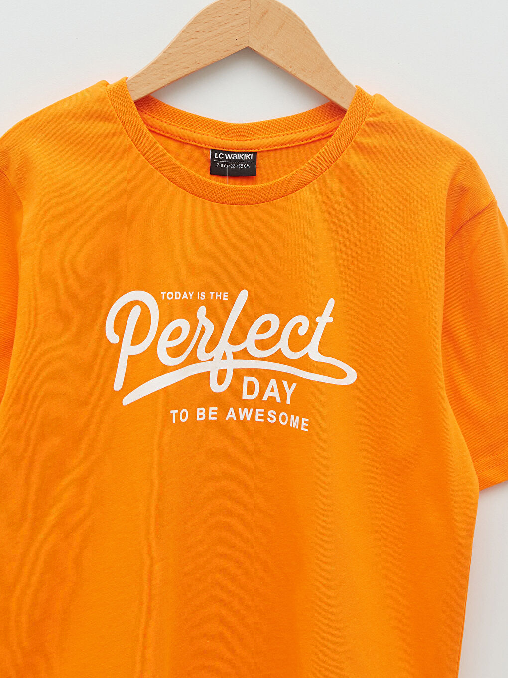 Turuncu Bisiklet Yaka Baskılı Kısa Kollu Erkek Çocuk Tişört-2