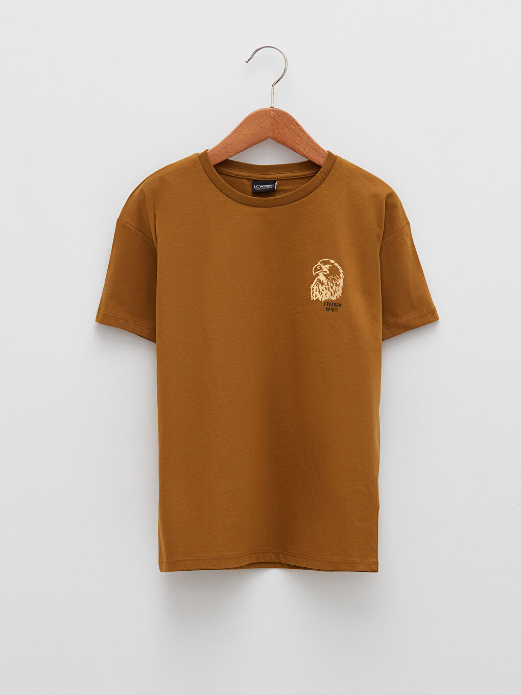 Sarı Bisiklet Yaka Baskılı Kısa Kollu Pamuklu Erkek Çocuk Tişört