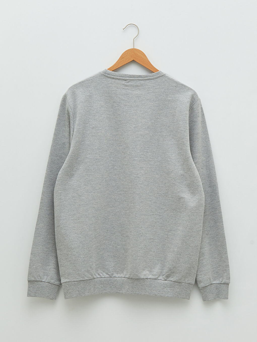 Gri Bisiklet Yaka Uzun Kollu Baskılı Erkek Sweatshirt-6