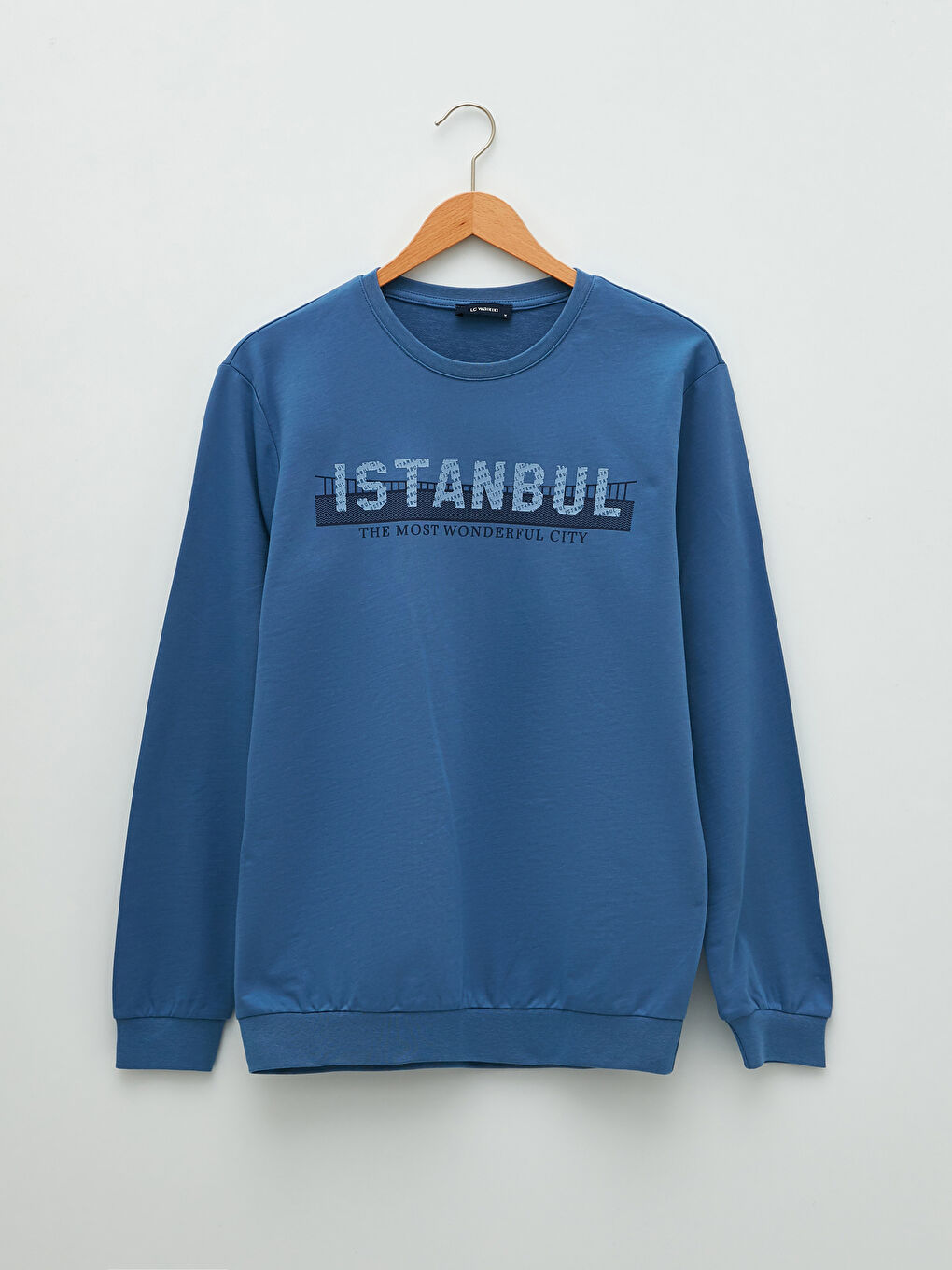 Mavi Bisiklet Yaka Uzun Kollu İstanbul Baskılı Erkek Sweatshirt-5