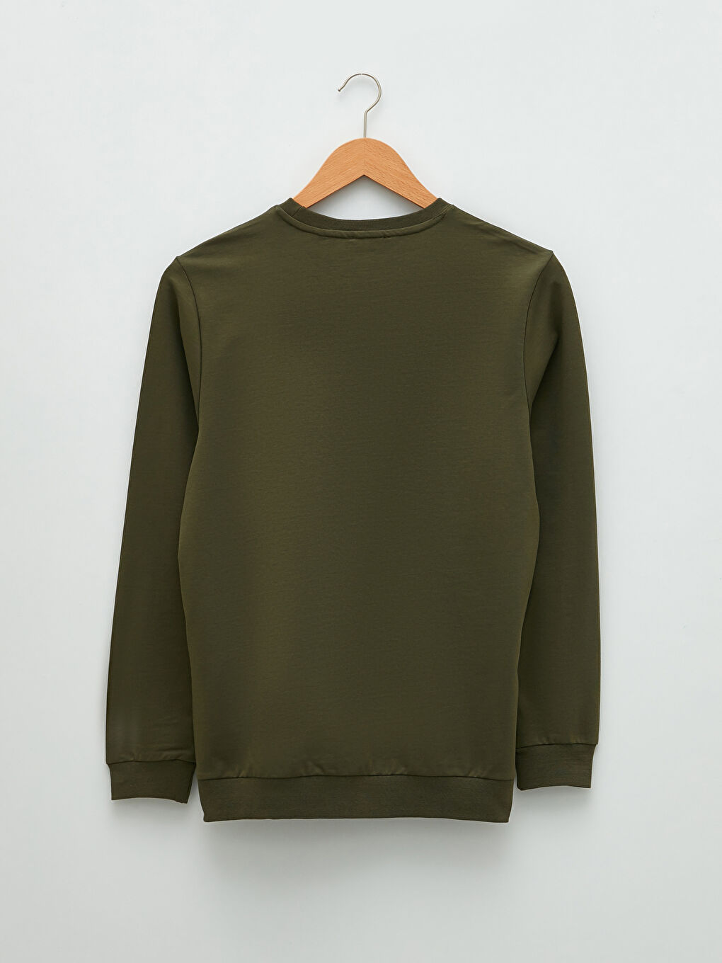 Haki Bisiklet Yaka Uzun Kollu Baskılı Erkek Sweatshirt-6