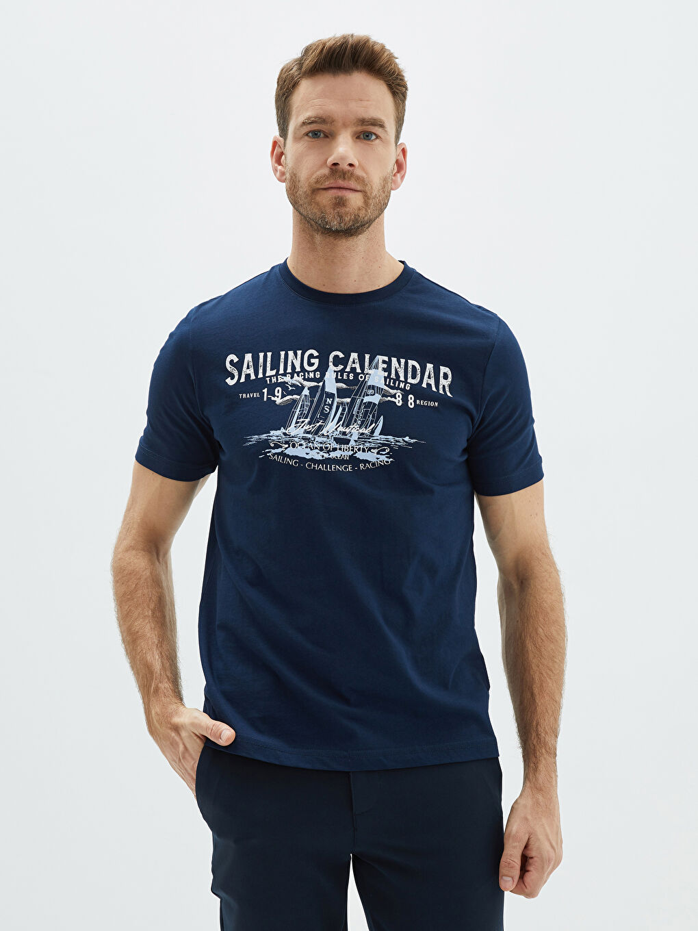 Crew Neck Printed Combed Cotton T-Shirt-1