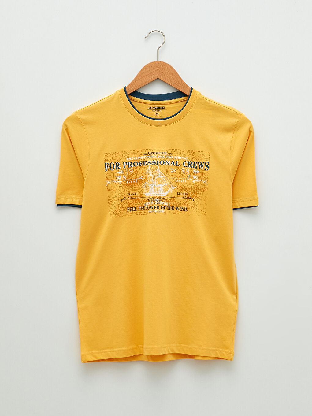 تيشيرت رجالي ياقة دائرية كم قصير مطبوع قطن ممشط-5