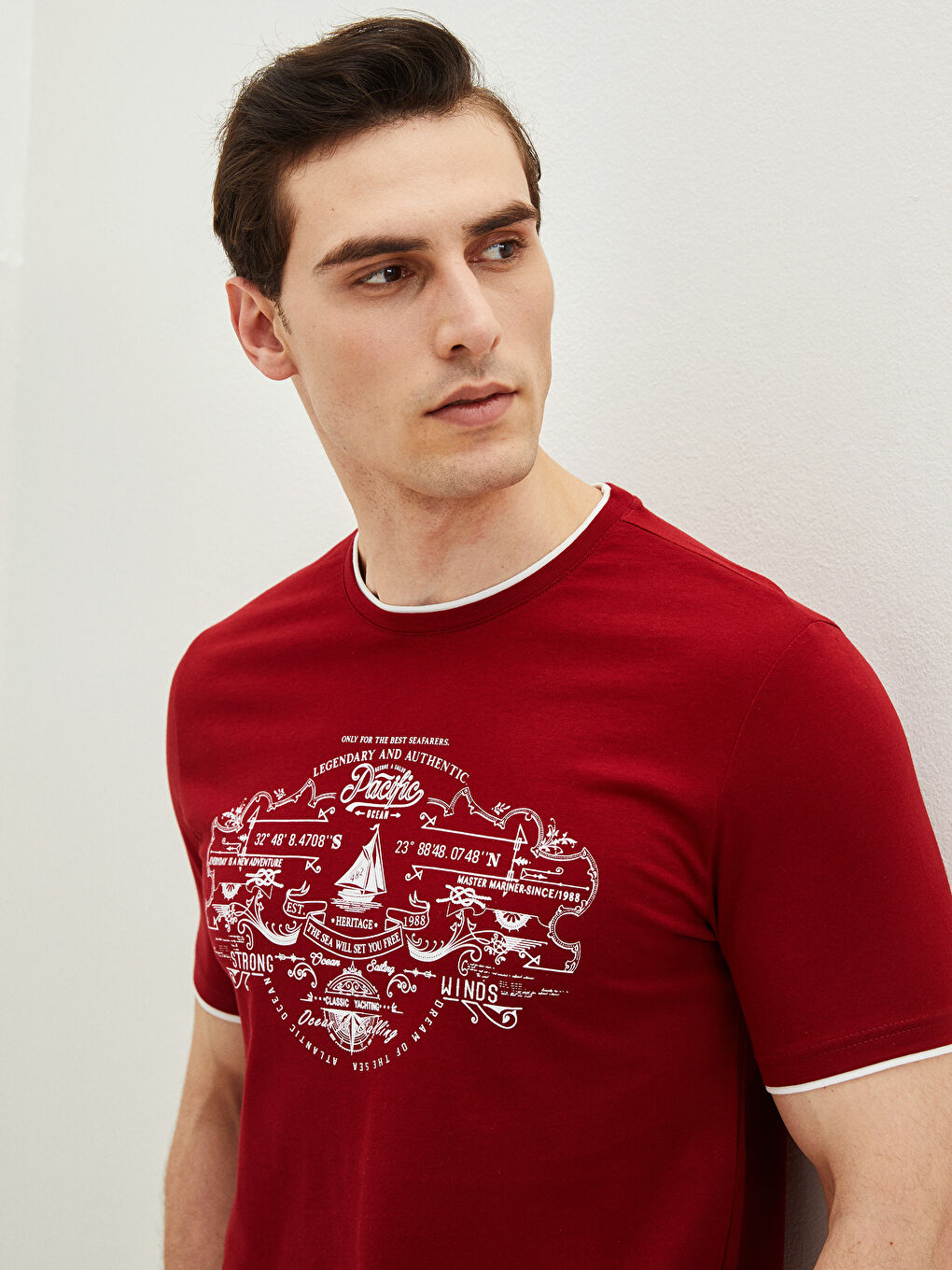 Crew Neck Short Sleeve Printed Combed Cotton Men's T-shirt