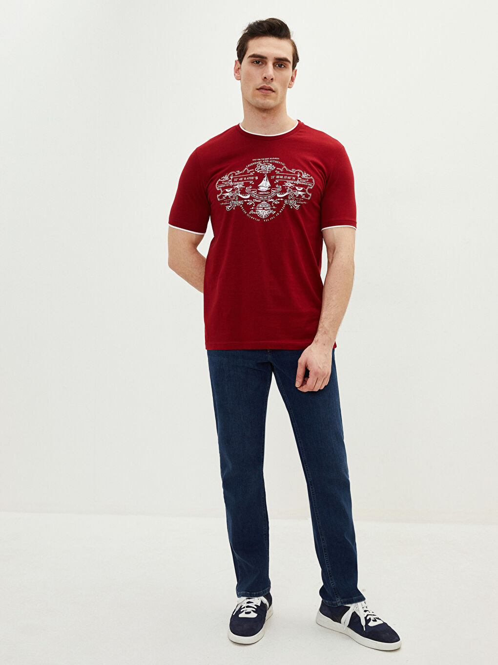 Crew Neck Short Sleeve Printed Combed Cotton Men's T-shirt-2