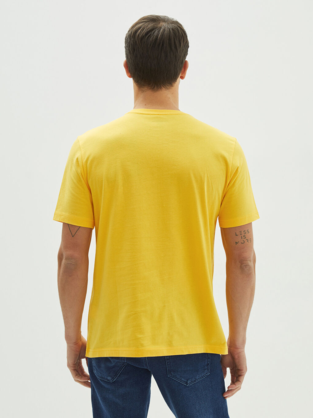 Sarı Bisiklet Yaka Kısa Kollu Baskılı Penye Erkek Tişört-4