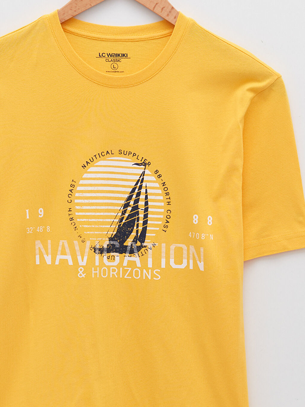 Sarı Bisiklet Yaka Kısa Kollu Baskılı Penye Erkek Tişört-7
