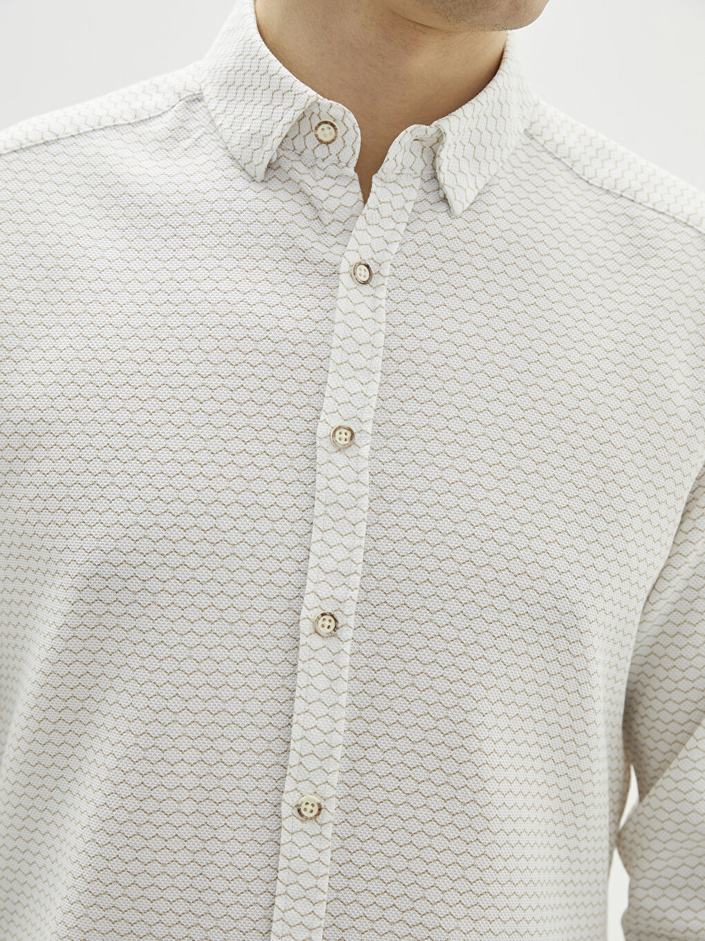 Slim Fit Long Sleeve Patterned Men's Shirt-3