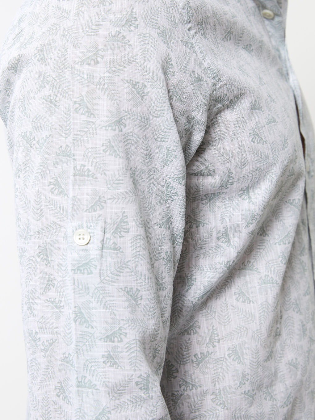 Yeşil Slim Fit Uzun Kollu Desenli Poplin Erkek Gömlek-3