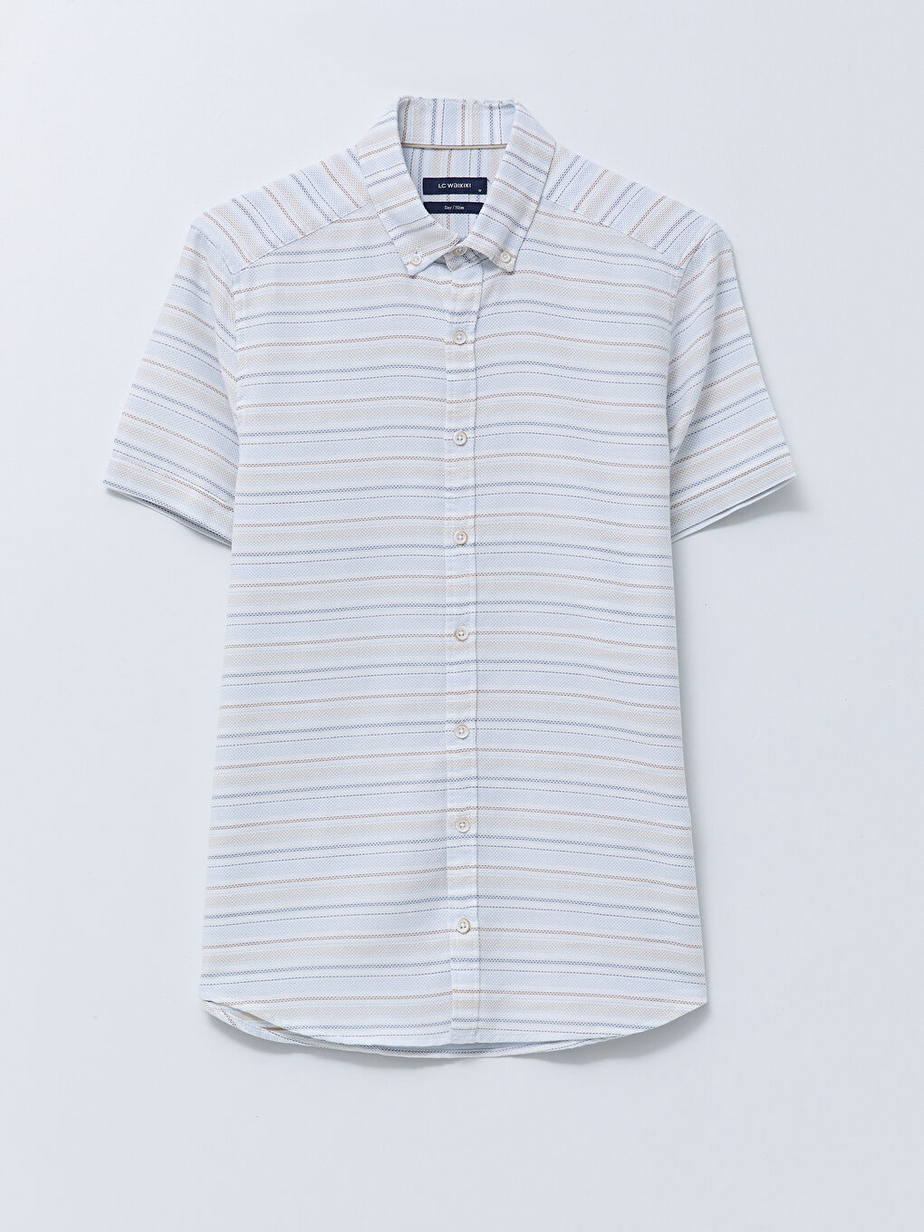 Mavi Slim Fit Uzun Kollu Çizgili Erkek Gömlek-5