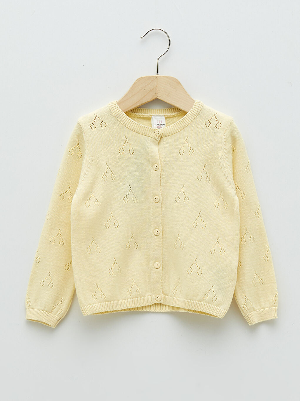 Crew Neck Long Sleeve Patterned Baby Girl Knitwear Cardigan