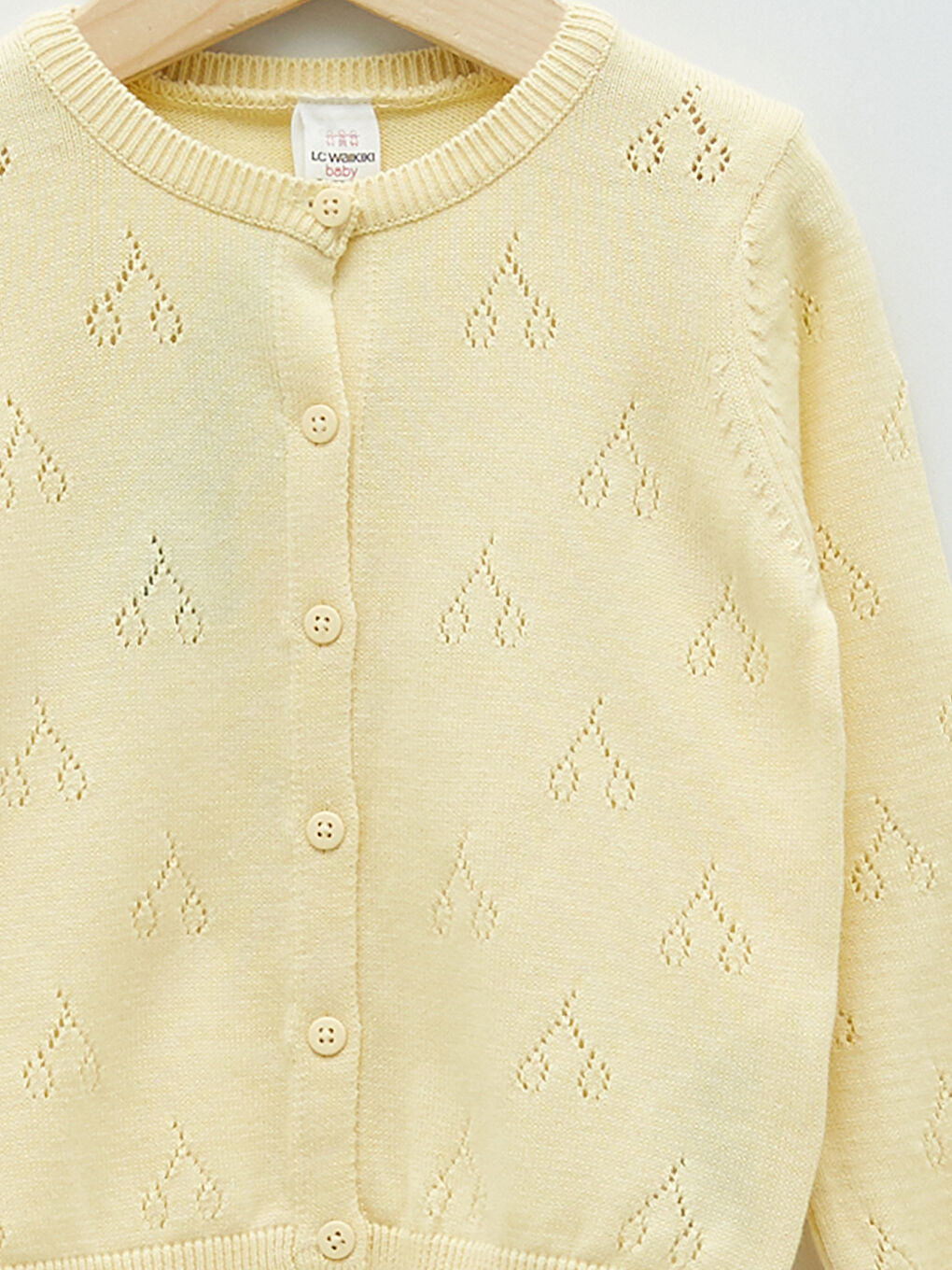 Crew Neck Long Sleeve Patterned Baby Girl Knitwear Cardigan-2