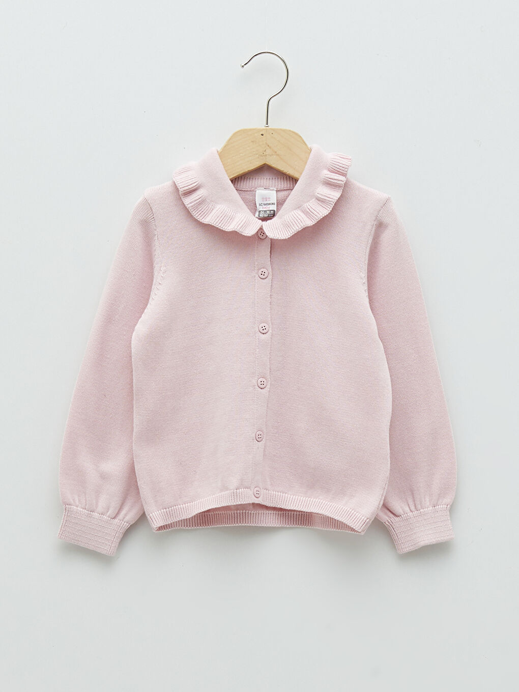 Baby Collar Long Sleeve Basic Cotton Baby Girl Knitwear Cardigan
