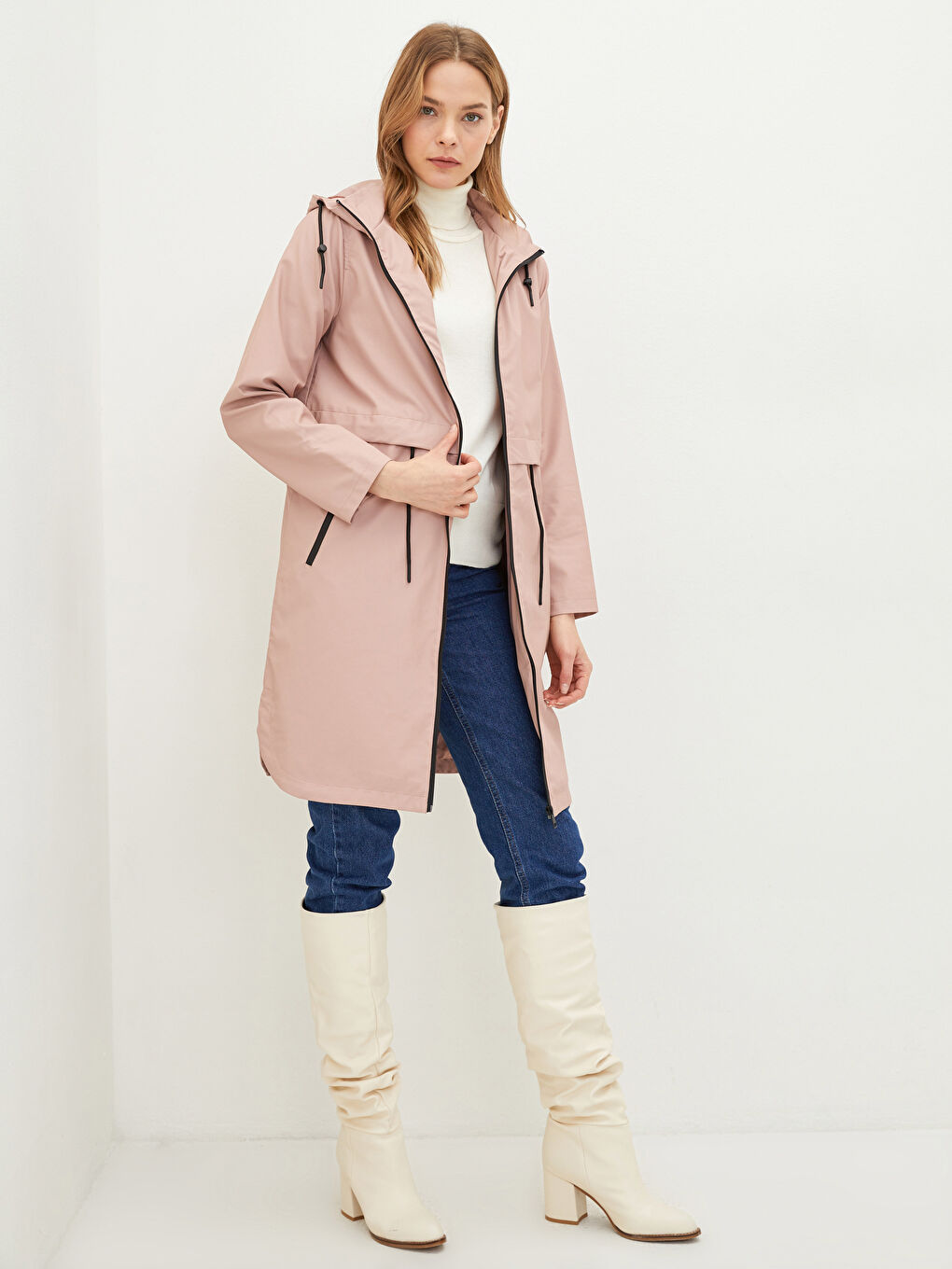 Women's Hooded Plain Raincoat-1