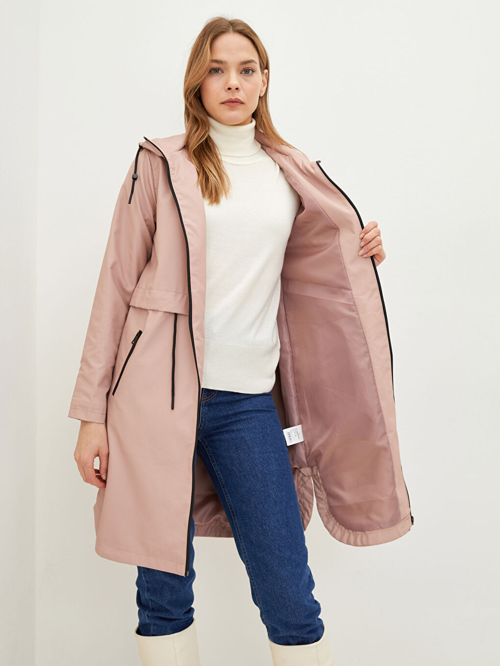 Women's Hooded Plain Raincoat-2