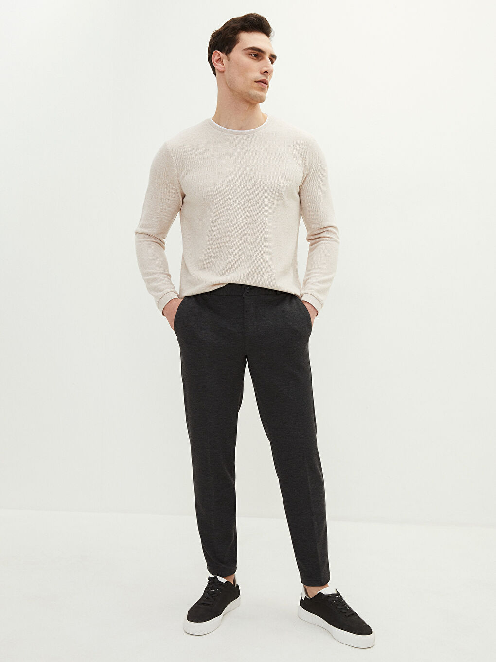 Antrasit Slim Fit Örme Erkek Pantolon