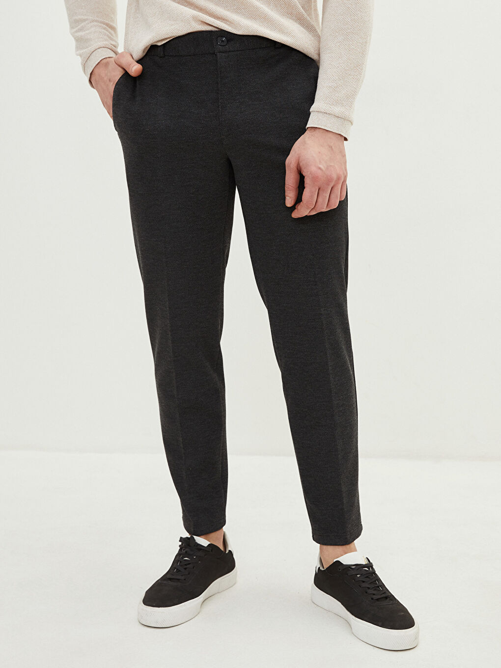 Antrasit Slim Fit Örme Erkek Pantolon-2