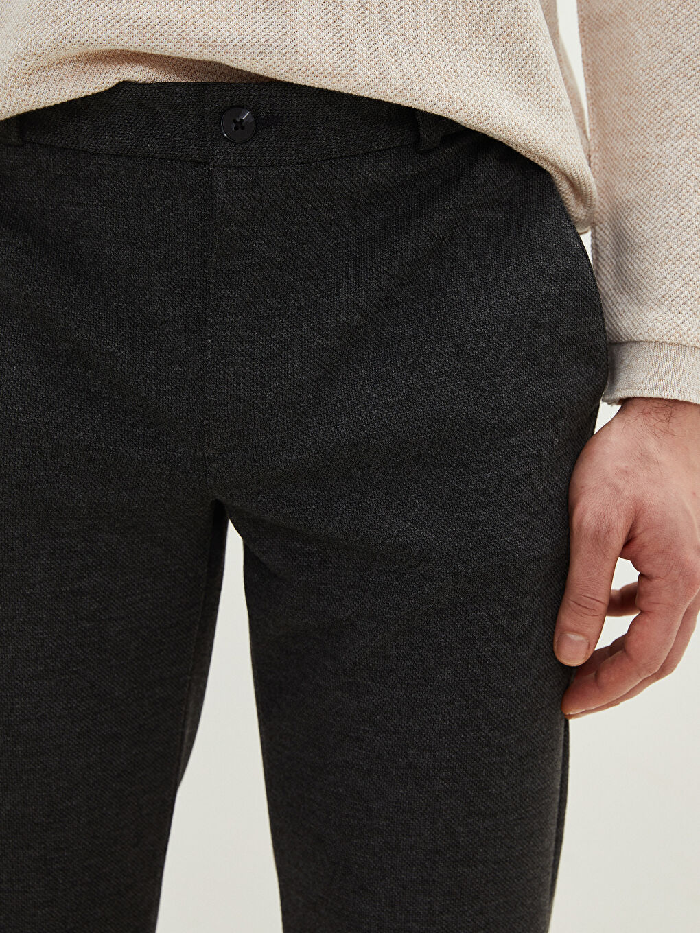 Antrasit Slim Fit Örme Erkek Pantolon-4
