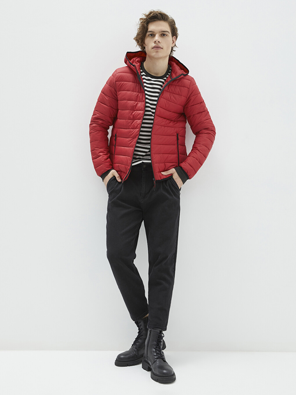 Slim Fit Hooded Upright Collar Men's Down Coat-2