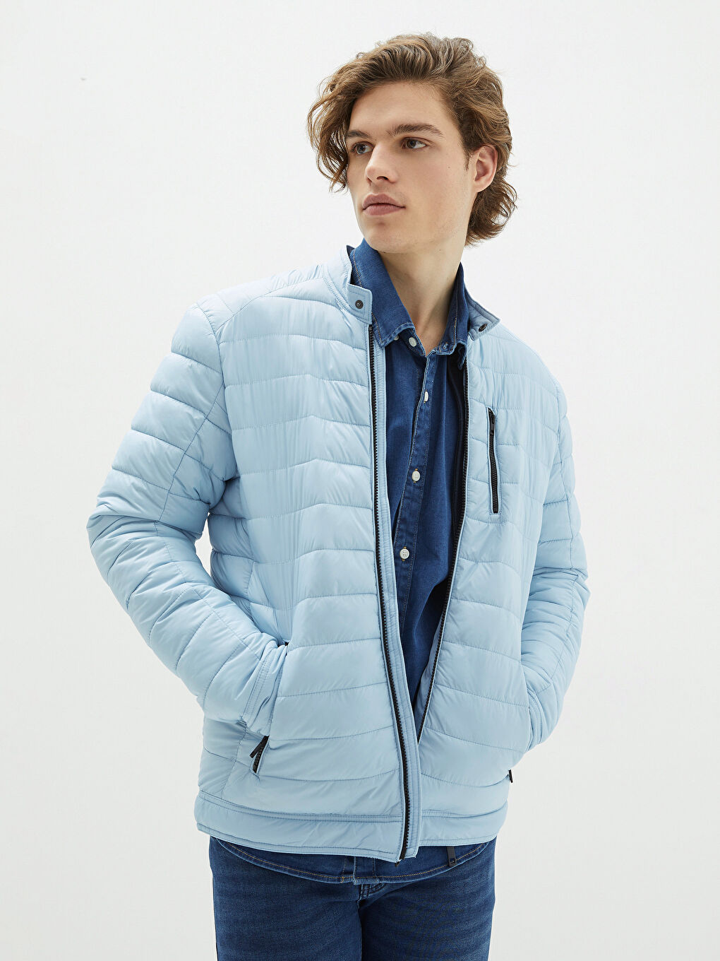 გამხდარი ფორმის ძაბრისებრი საყელო მამაკაცის დუტის ქურთუკი-1