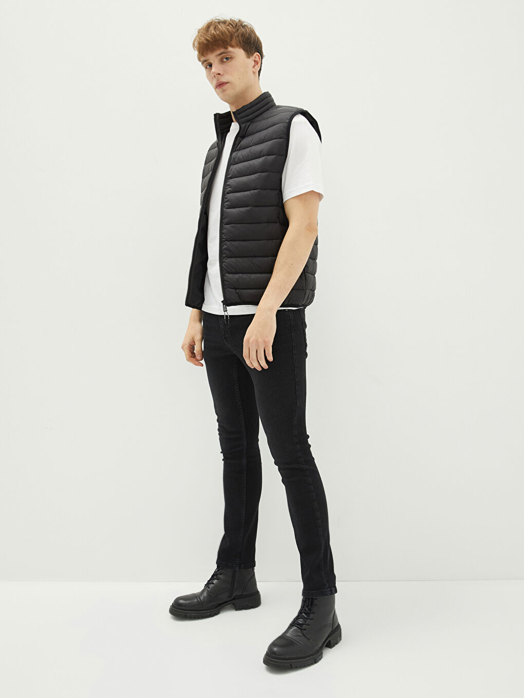 Vestă Slim Fit cu Guler Tip Pâlnie pentru Bărbați-2