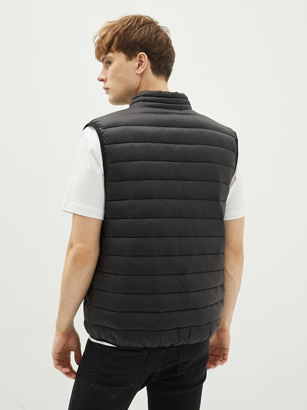 Vestă Slim Fit cu Guler Tip Pâlnie pentru Bărbați-4