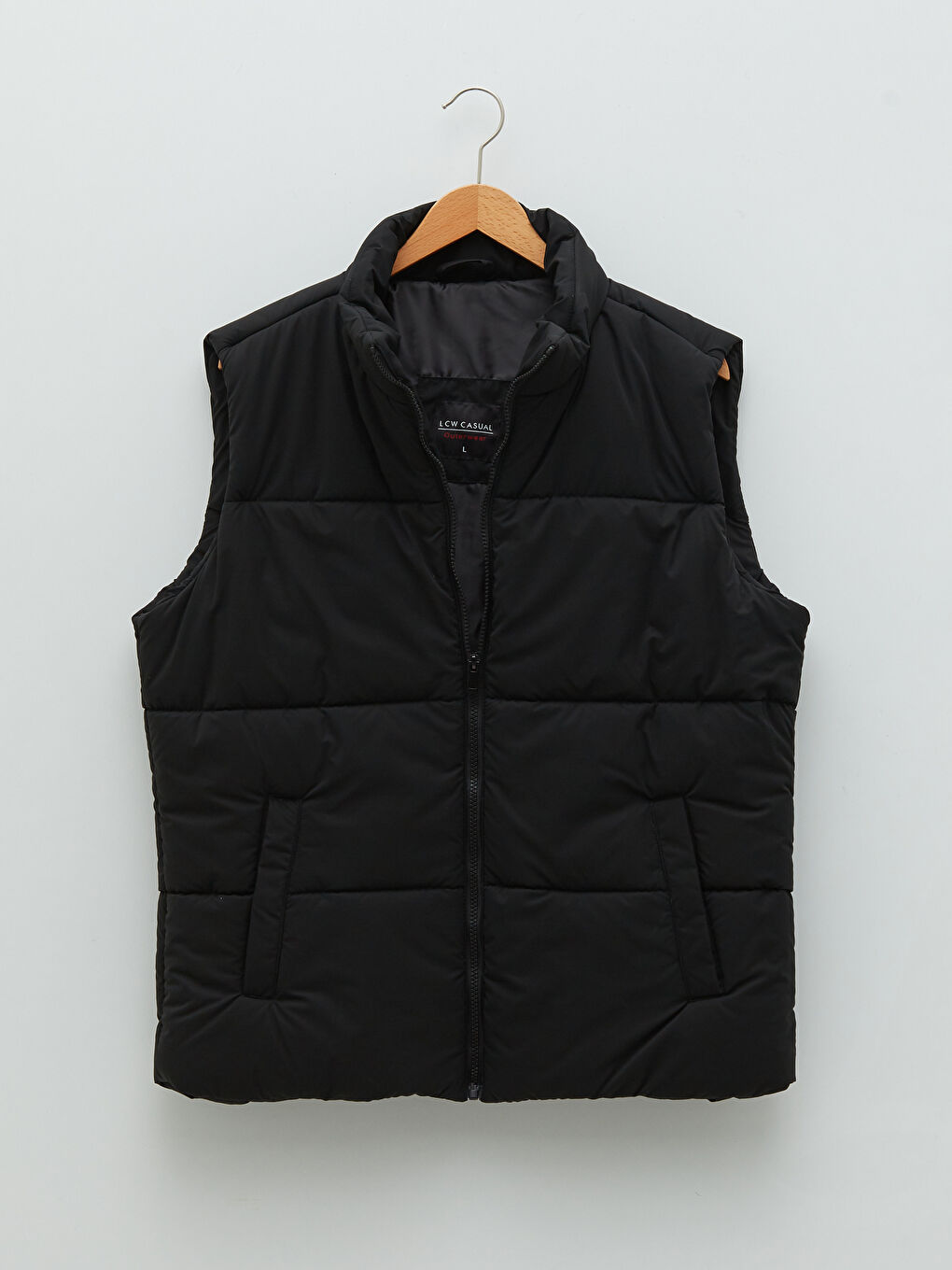 Siyah Standart Kalıp Dik Yaka Erkek Yelek-7