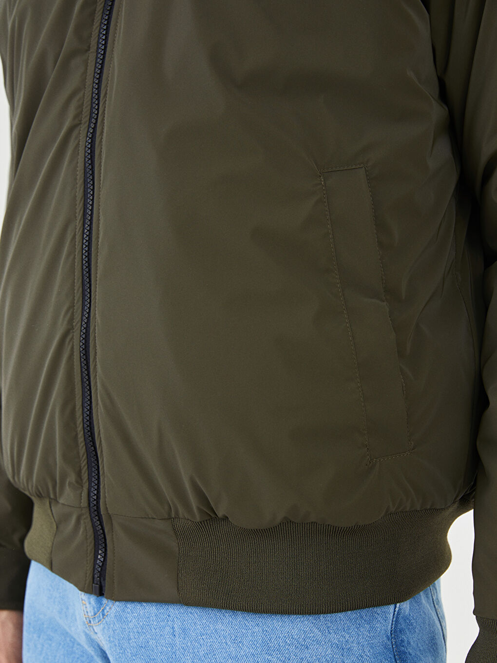 Haki Rahat Kalıp Kolej Yaka Bomber Erkek Mont-1