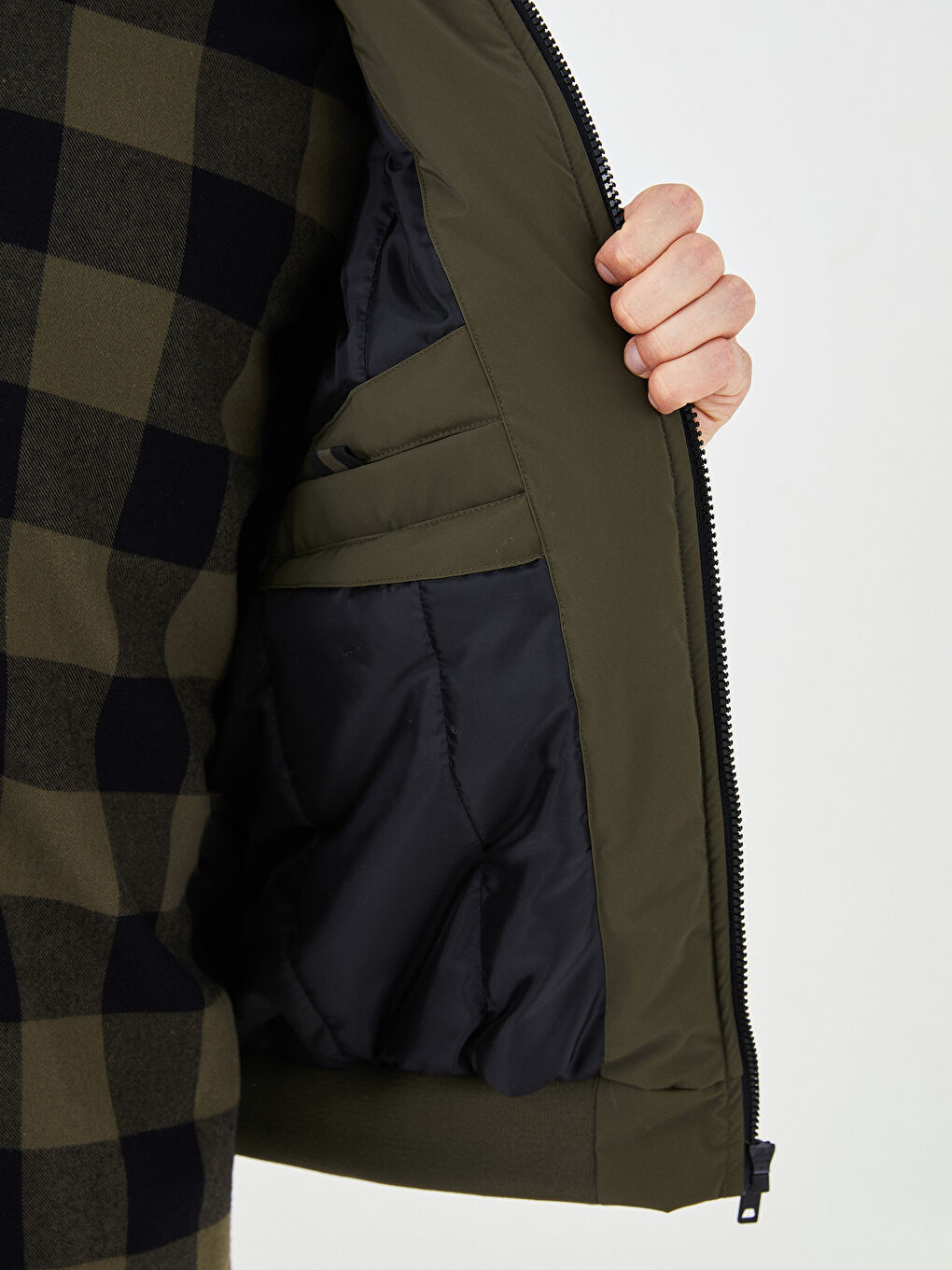 Haki Rahat Kalıp Kolej Yaka Bomber Erkek Mont-2