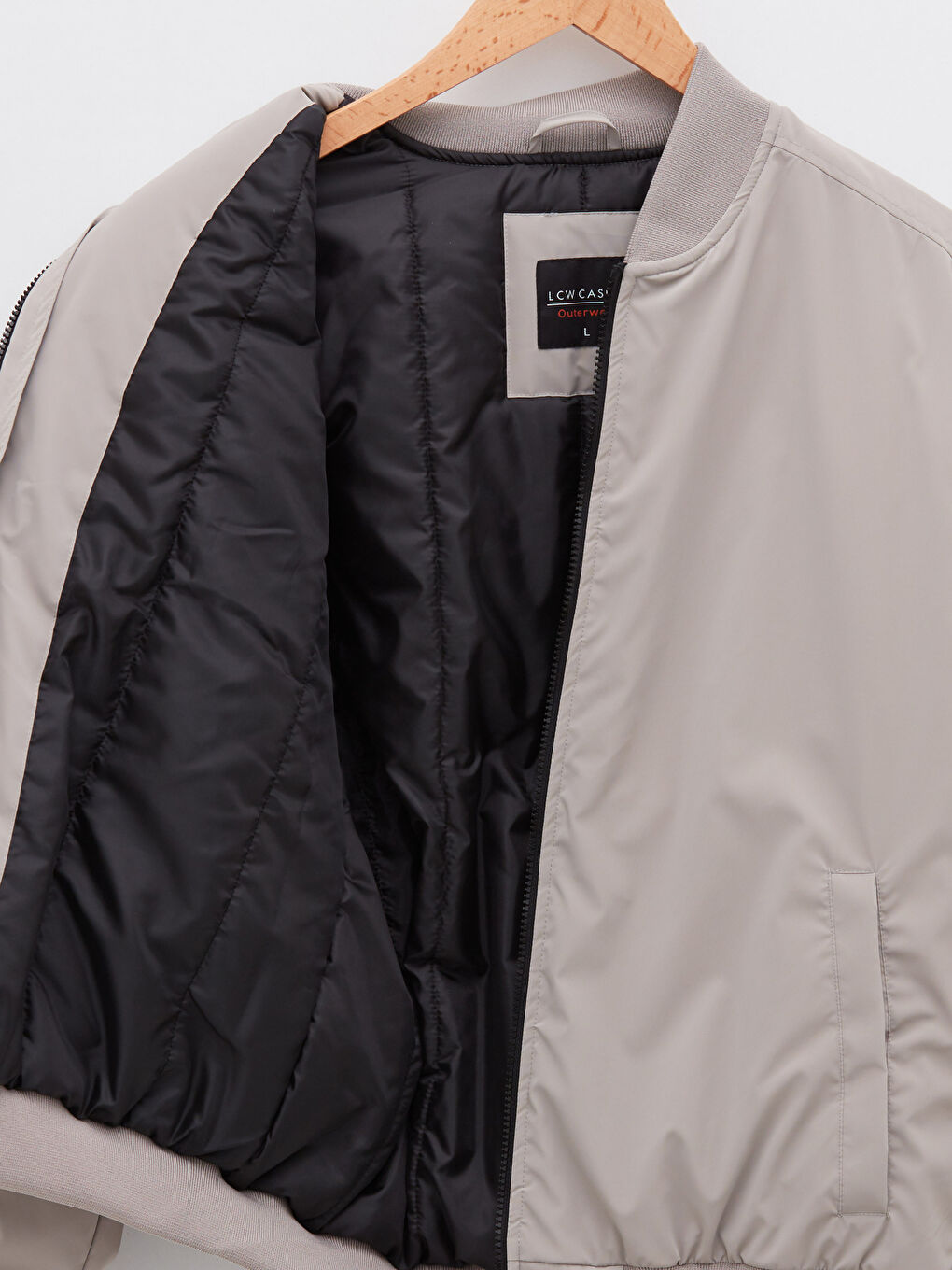 Gri Rahat Kalıp Kolej Yaka Bomber Erkek Mont-7