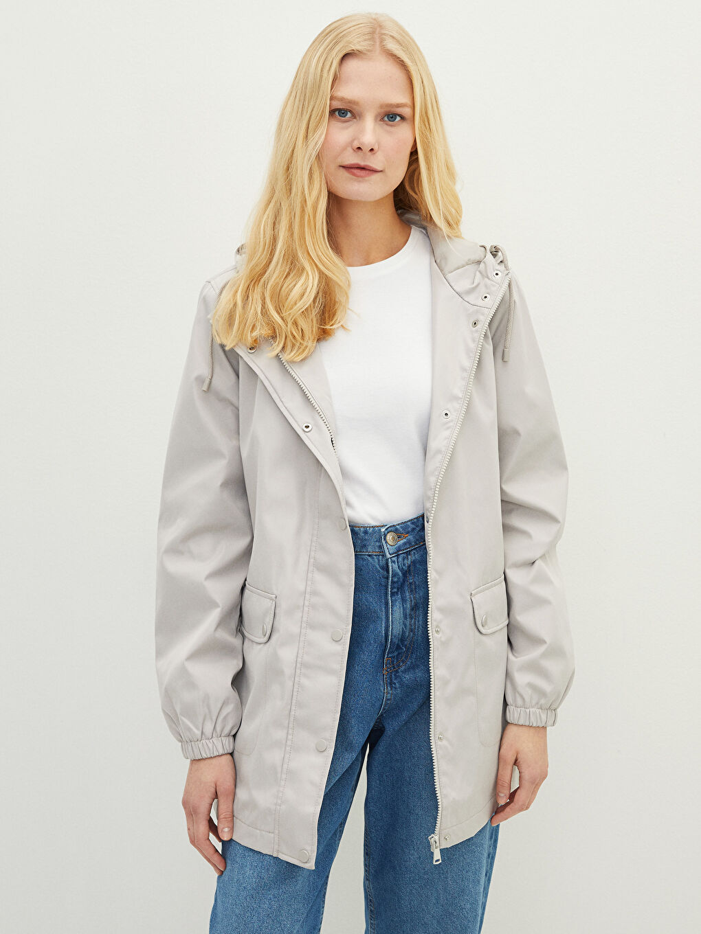 Manteau Slim à Capuche à Manches Longues pour Femmes-1