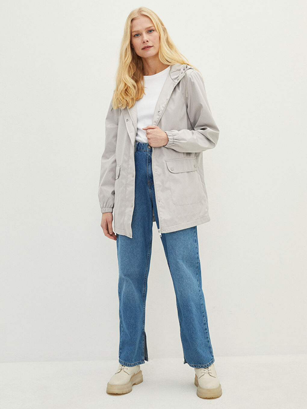 Manteau Slim à Capuche à Manches Longues pour Femmes-3