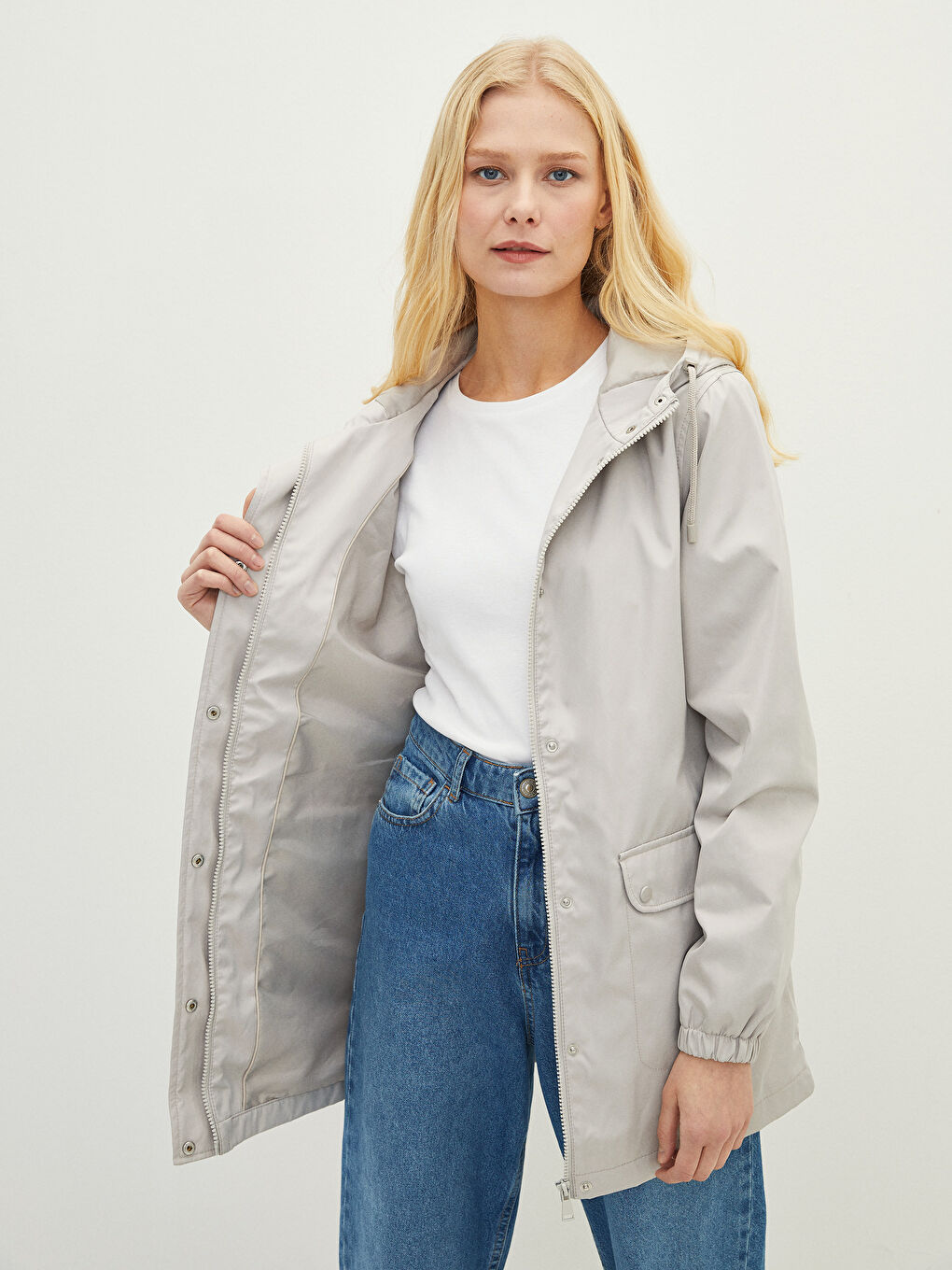 Manteau Slim à Capuche à Manches Longues pour Femmes-4