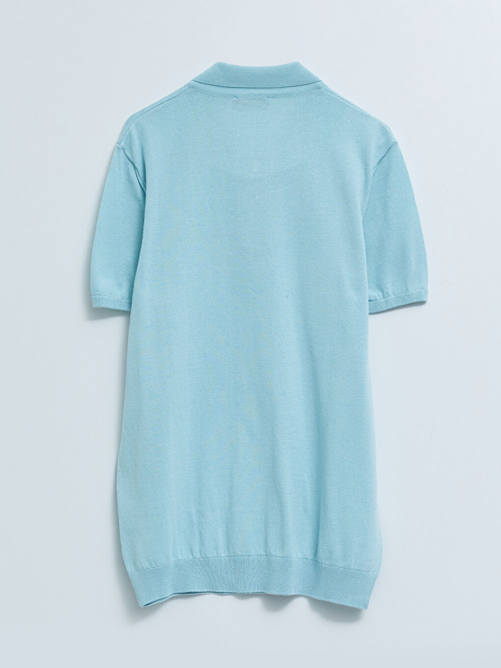 Mavi Polo Yaka Kısa Kollu Erkek Triko Kazak-6