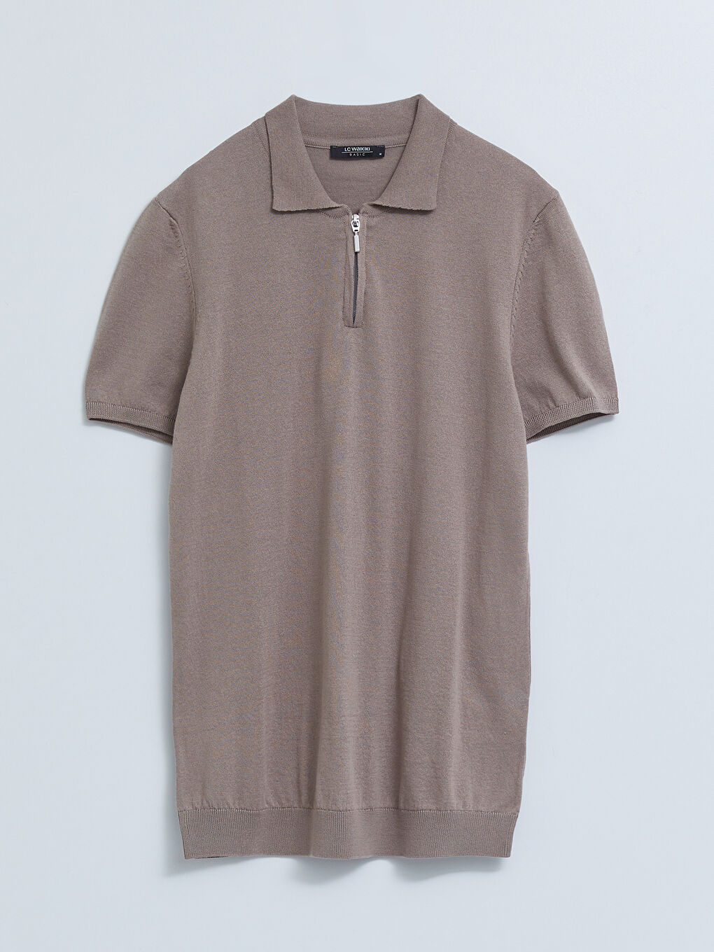 Kahverengi Polo Yaka Kısa Kollu Erkek Triko Kazak-5