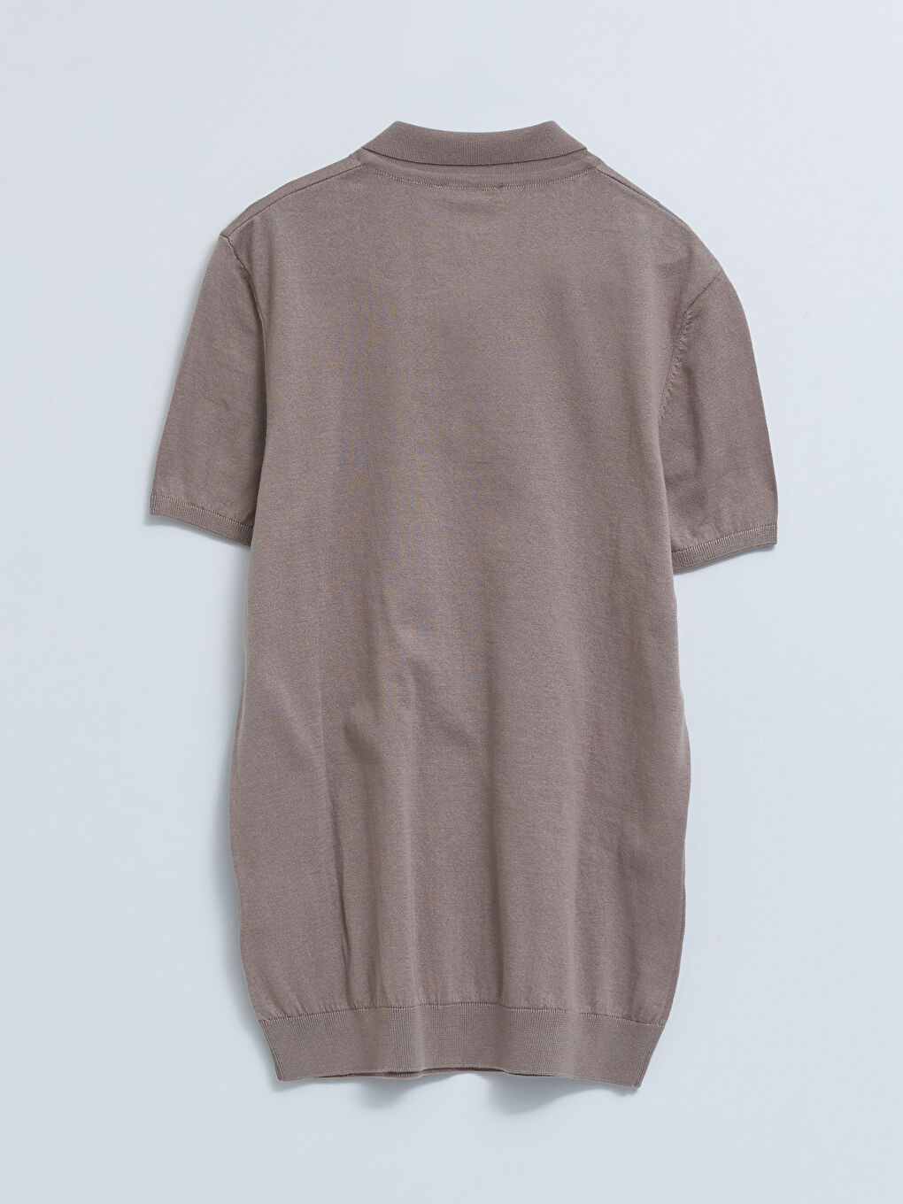 Kahverengi Polo Yaka Kısa Kollu Erkek Triko Kazak-6