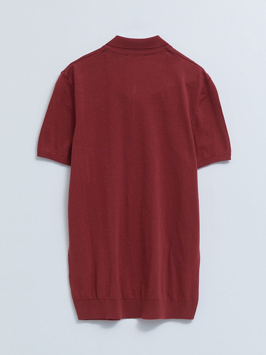 Bordo Polo Yaka Kısa Kollu Erkek Triko Kazak-6