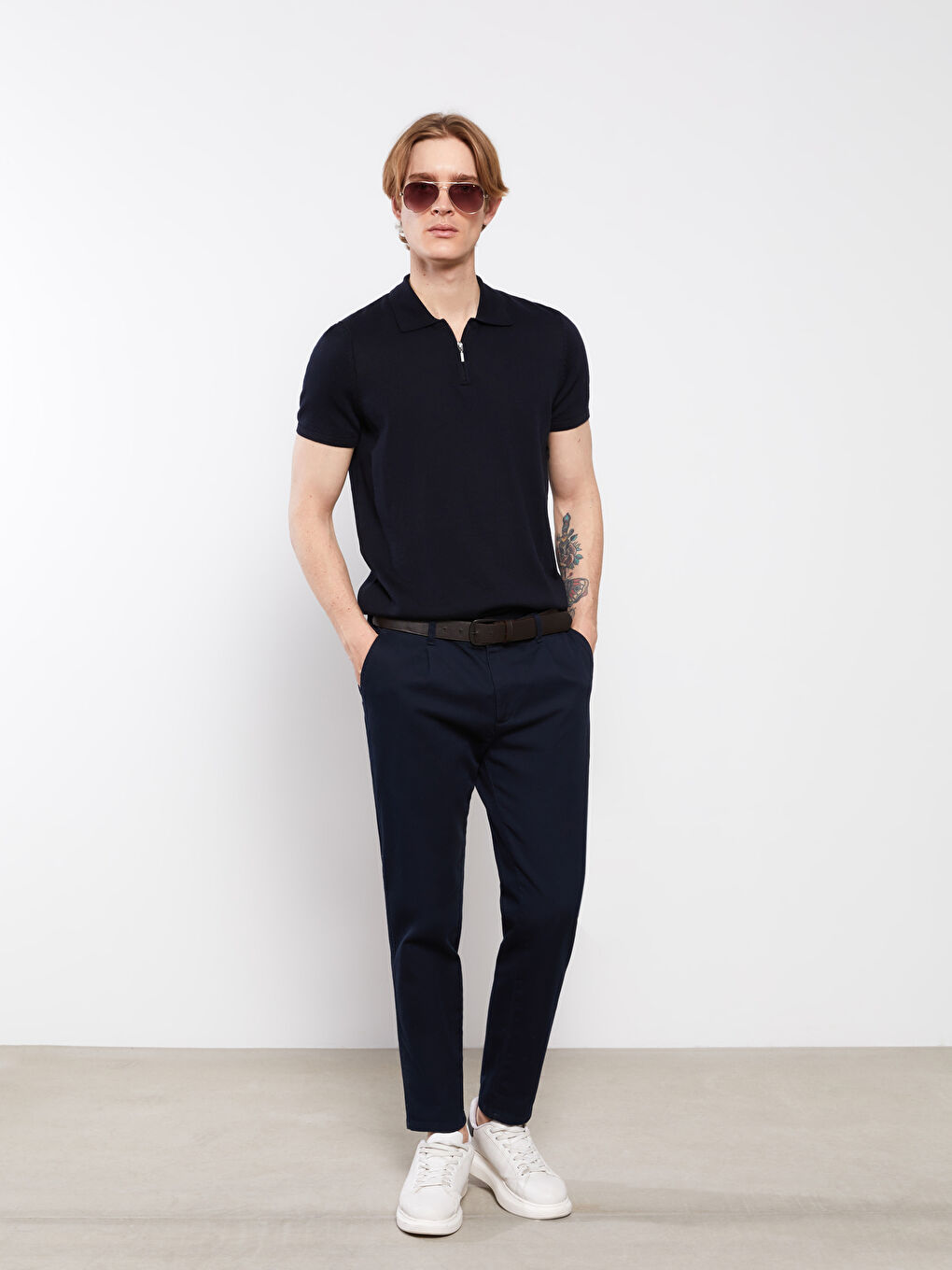 Lacivert Polo Yaka Erkek Triko Tişört-2