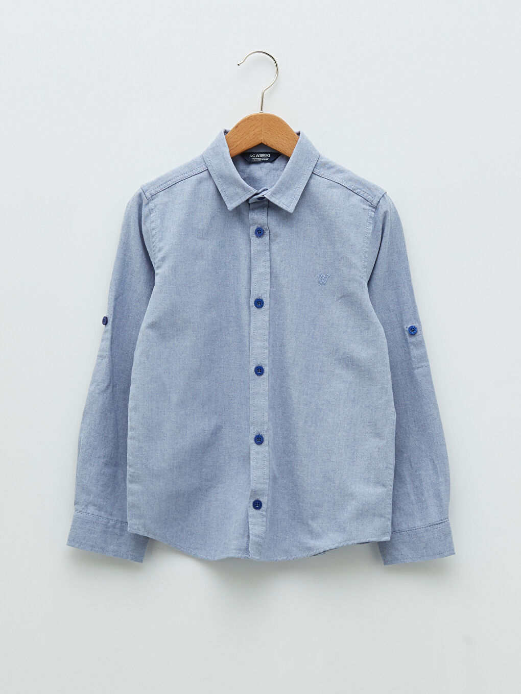 Базовая рубашка с длинным рукавом для мальчика из ткани Оксфорд