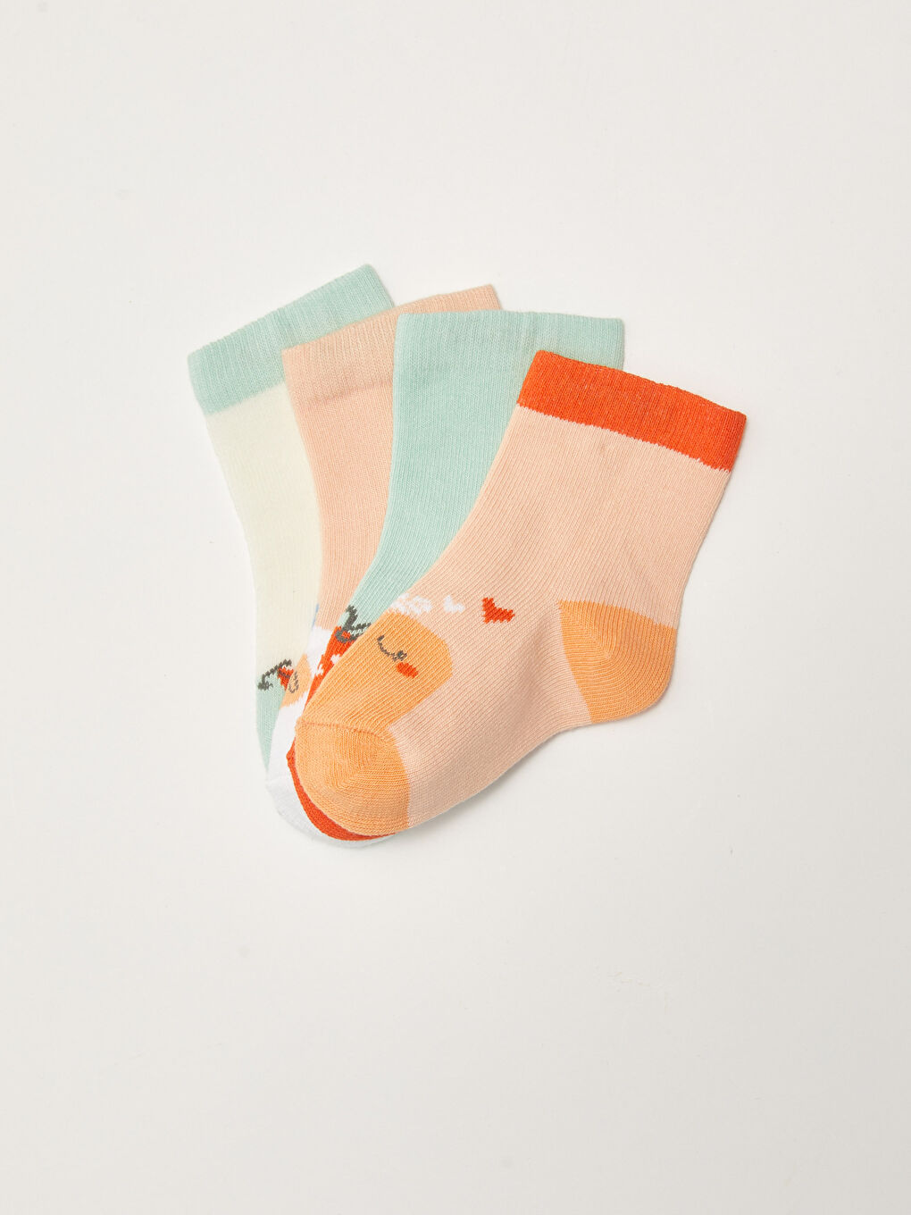 جوارب بنات رضع مطبوع ٤ قطع