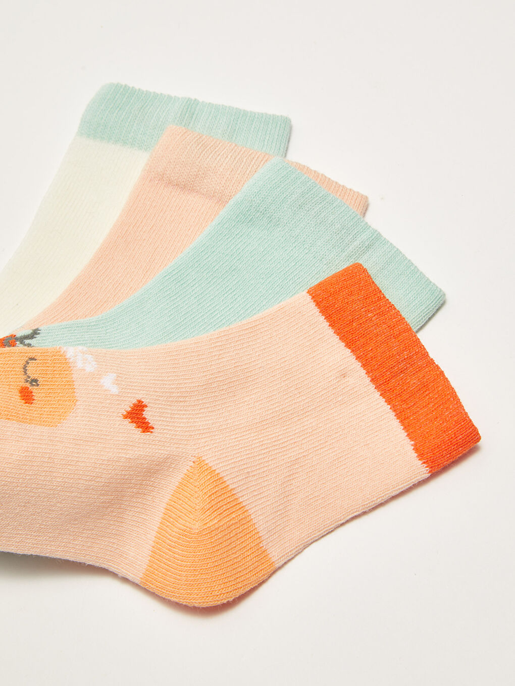 جوارب بنات رضع مطبوع ٤ قطع-2