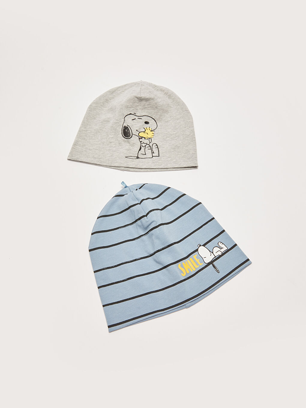 Snoopy Printed Cotton Baby Boy Beanie 2-Pack