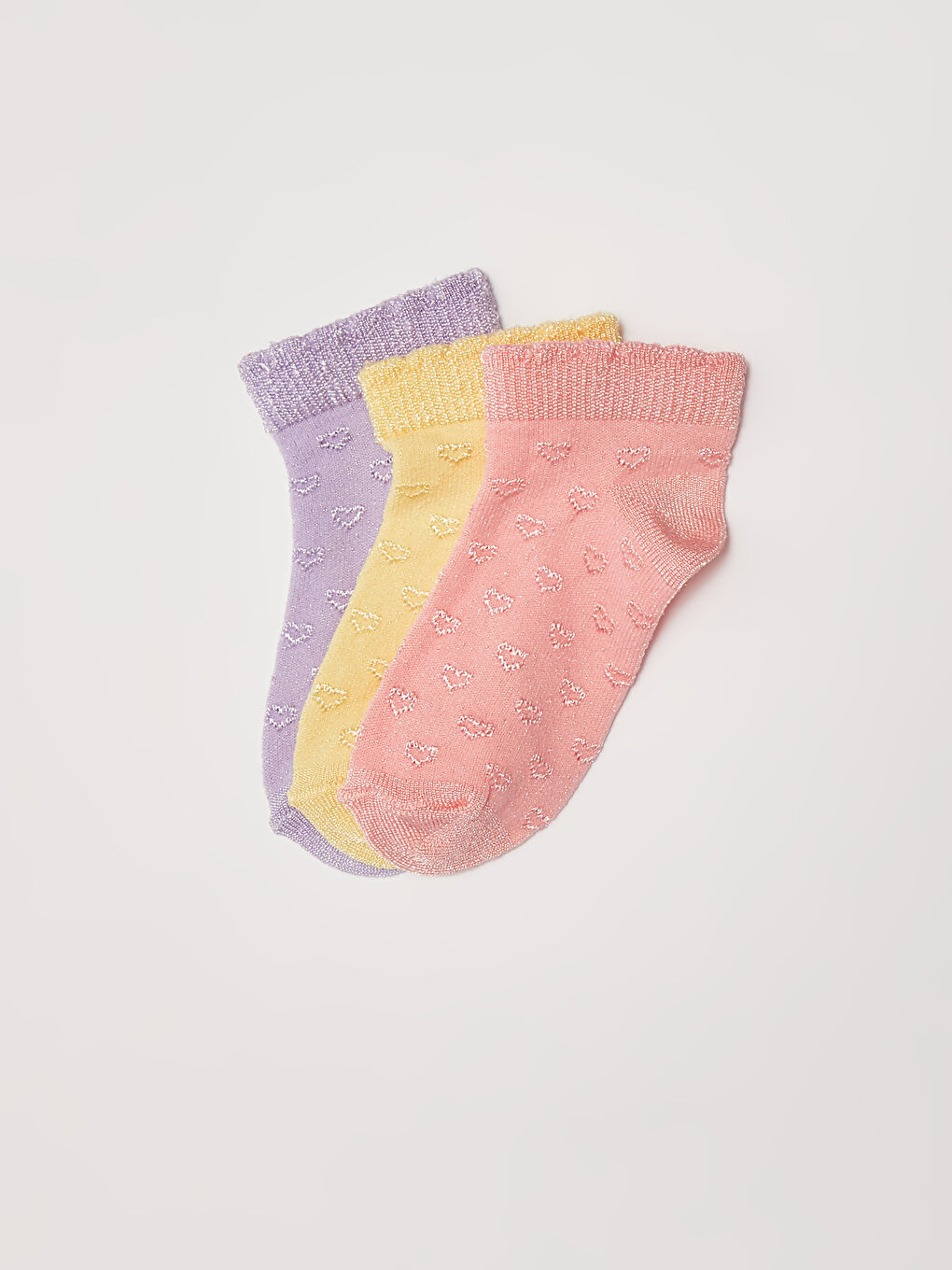 Self-Patterned Baby Girls' Trainer Socks 3-Pack