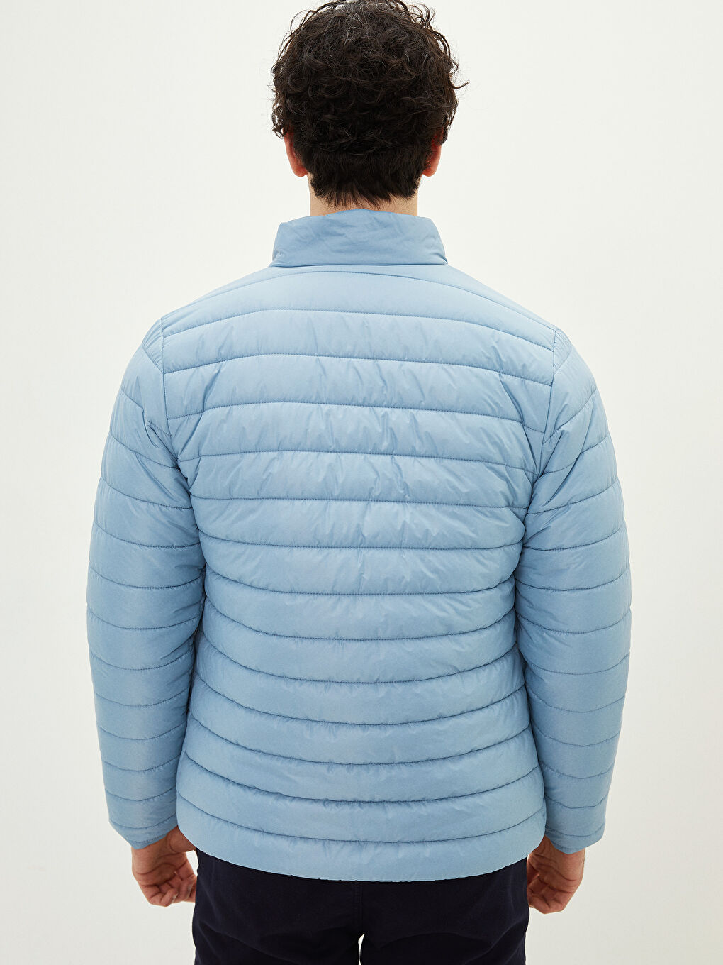 Mavi Slim Fit Dik Yaka Erkek Şişme Mont-4