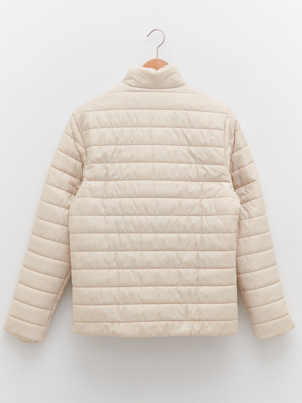 Bej Slim Fit Dik Yaka Erkek Şişme Mont-6