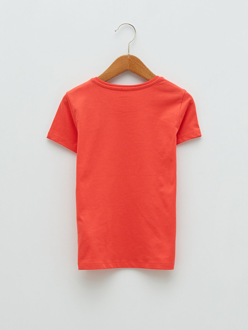 قميص بنات كول مدور بسيط كم قصير قطن-1