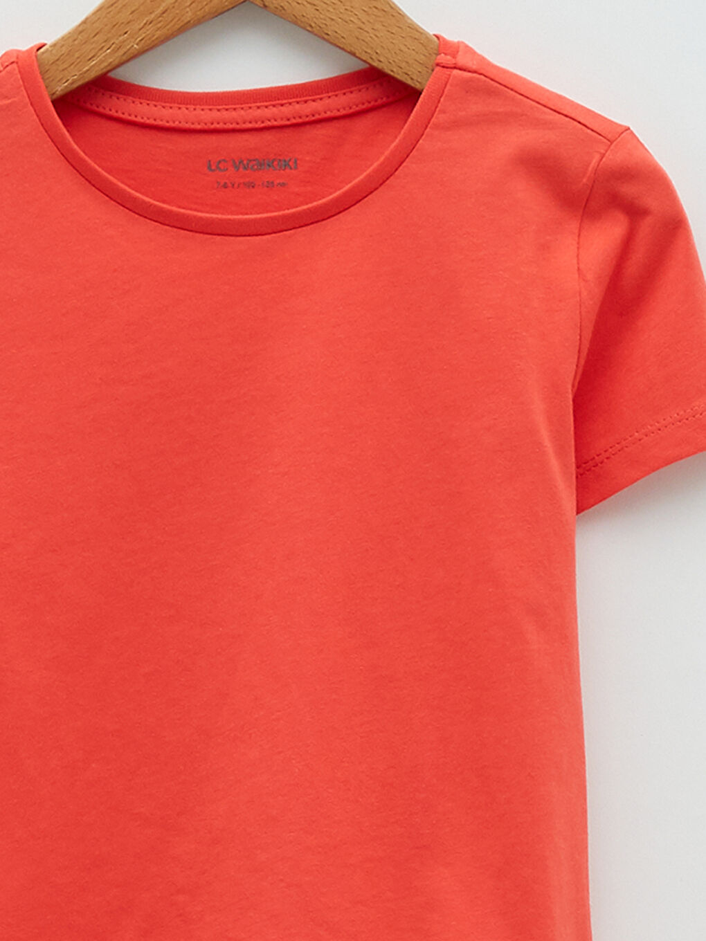 قميص بنات كول مدور بسيط كم قصير قطن-2